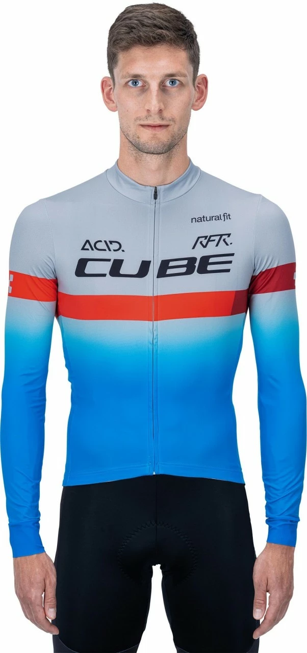 CUBE TEAMLINE Trikot Langarm Blue´n´red´n´grey – Bild 5