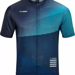 CUBE ATX Trikot Full Zip Kurzarm Blue
