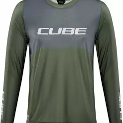 CUBE VERTEX Rundhalstrikot TM Langarm Olive´n´grey
