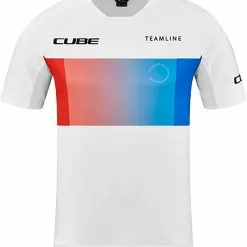 CUBE TEAMLINE Rundhalstrikot Kurzarm White´n´blue´n´red
